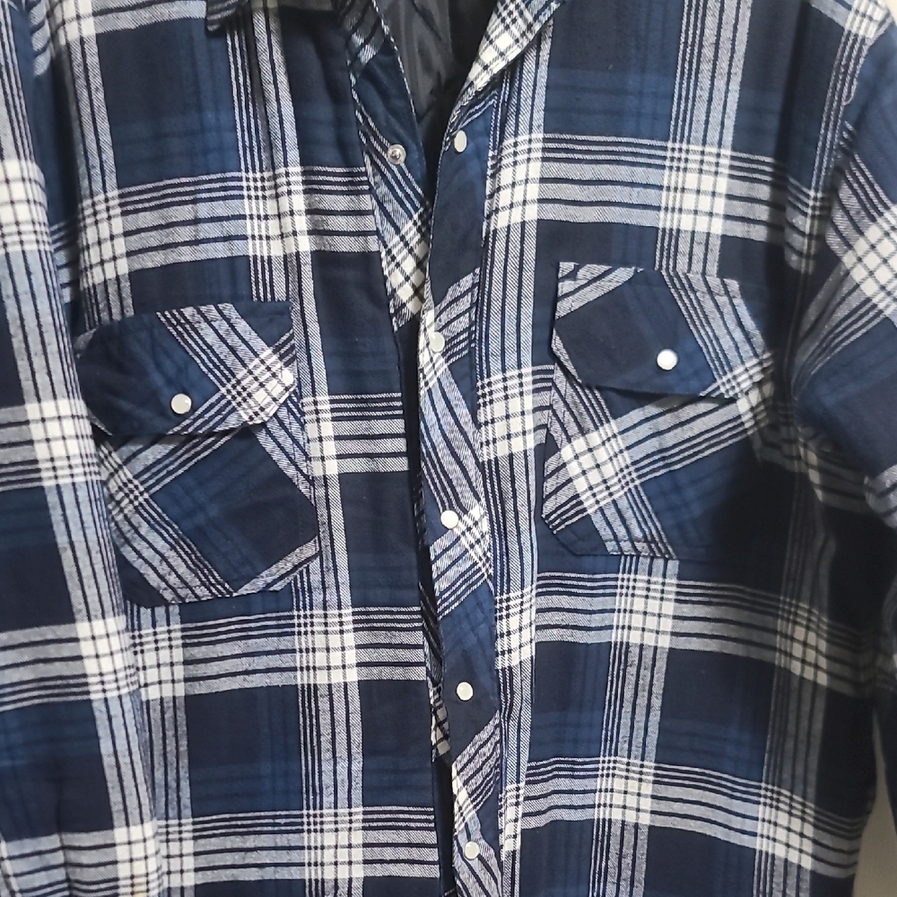 Forcefield Blue and White Casual Button Down Shirt with Plaid Design